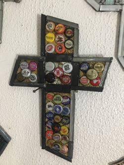 Beer Bottle Cap Masaic Cross For Wall Hand Made