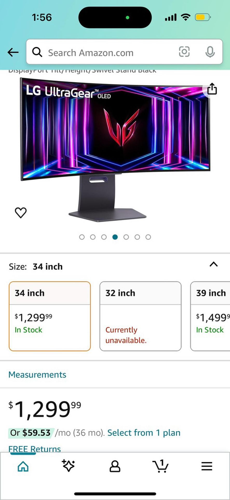 LG 34” Curved Gaming Monitor 4k 244hz