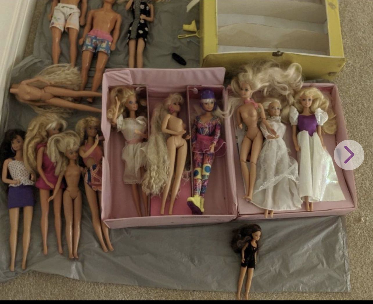 Original Mattel Barbie Dolls & Lots of Clothes for Sale Inc Trunks