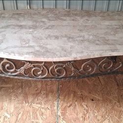 Wrought iron curved Faux  marble top  coffee table