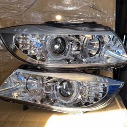 BMW 3-Series E90 U-Halo LED Signal Projector Chrome Housing Headlights for 2005 to 2008