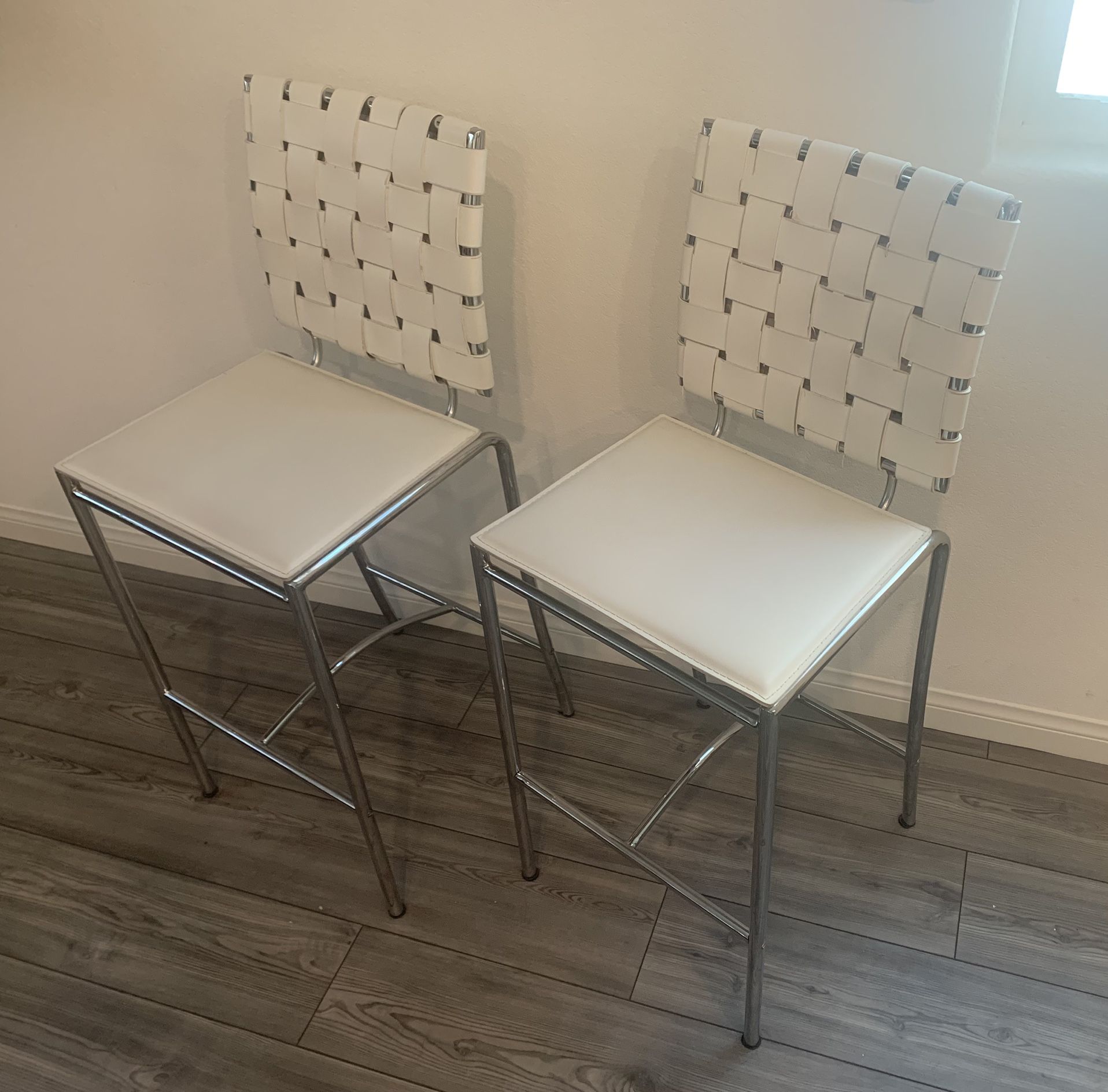 2 White Bar Stools