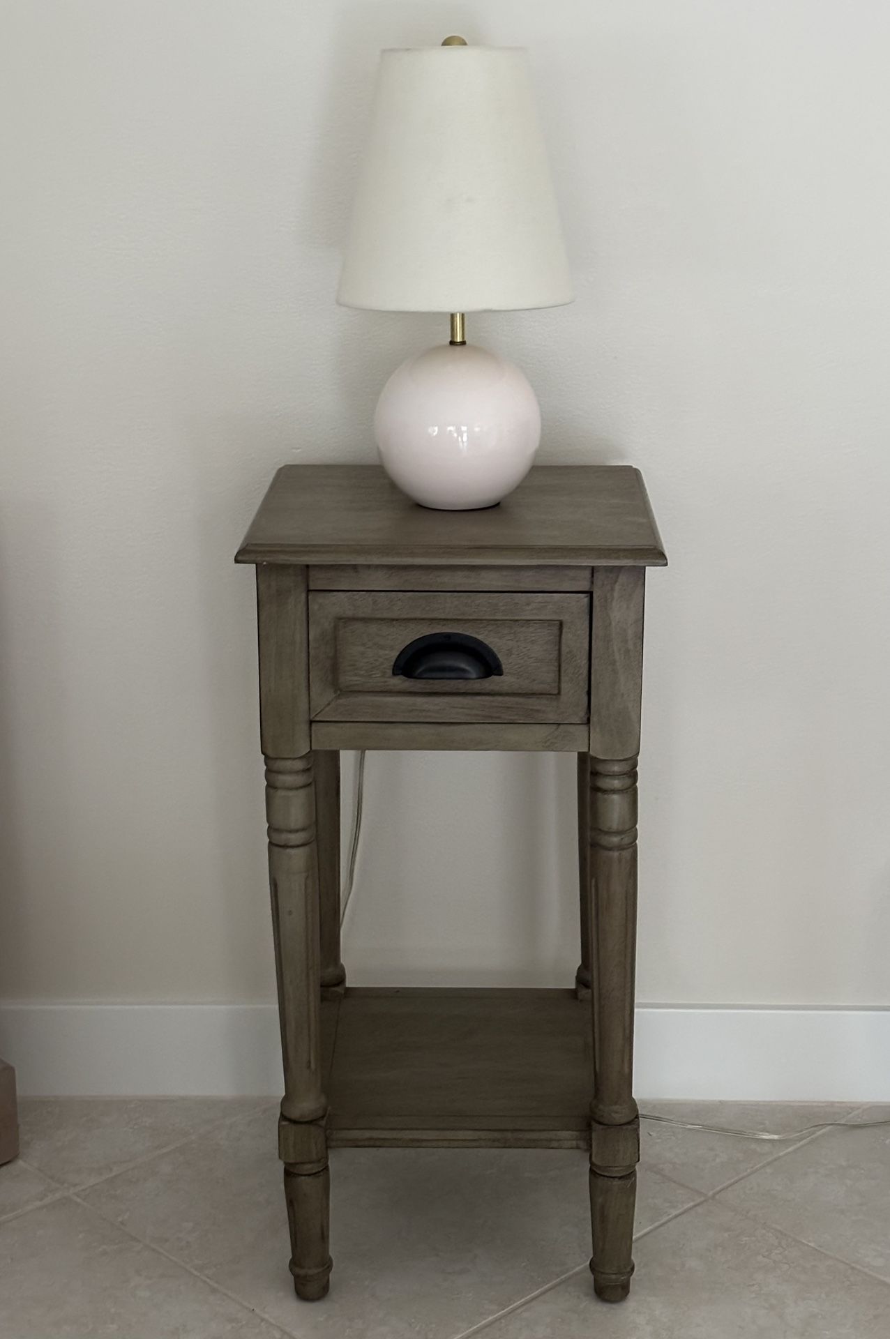28” Wood Accent Side End Table with Drawer and Shelf