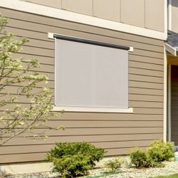 Keystone Cordless Outdoor Sun Shade With Protective Valance Coquina 8' x 8'