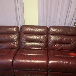 Leather Couch Power Recline
