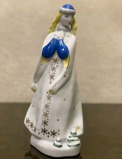 Very Rare Vintage USSR Porcelain Figurine Snow Maiden Painting, Polonsk Porcelain Factory