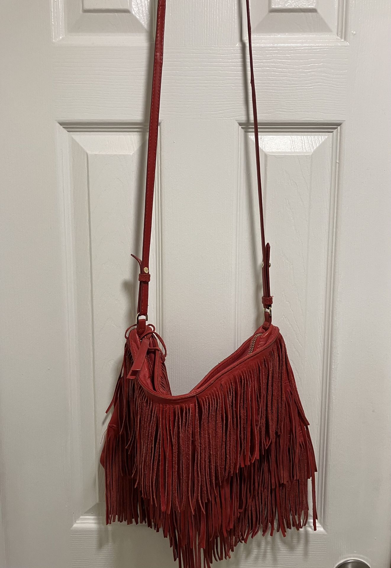 Zara Woman Leather Fringe Bag | Crossbody | Shoulder Bag | Western | Bohemian