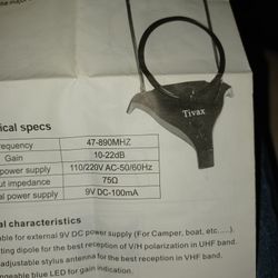 TIVAX DT-01 AMPLIFIED INDOOR DIGITAL TV ANTENNA 