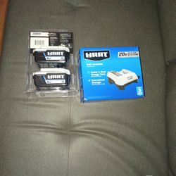 Hart 20v Fast Charger and 2 Pack 20v Batteries