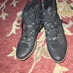 Black Tie Wedge Boots