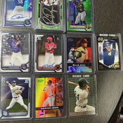 Derek Jeter Rookie Cards, Bowman 1st Autos, 90’s Bowman Refractors Jeter, Chipper Jones Card Lot