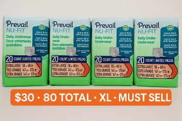 Prevail NU-FIT Protective Underwear XL – 20 Count – NEW Sealed Pack