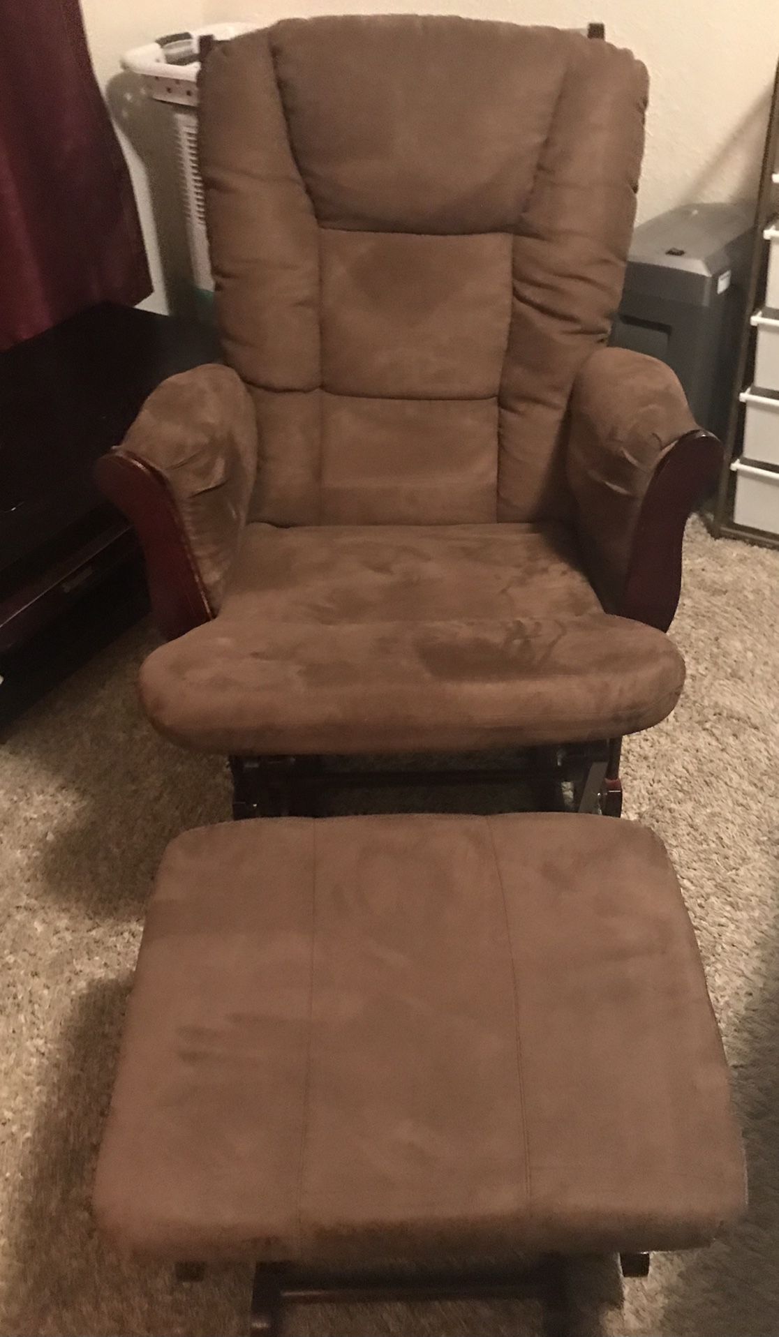 Nursery Rocking Chair With Gliding Footstool