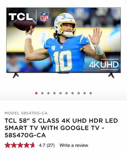 TCL 58" S CLASS 4K UHD HDR LED SMART TV WITH GOOGLE TV