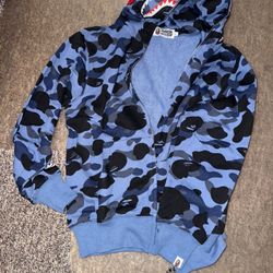 Used Blue Bape Hoodie Size Medium 