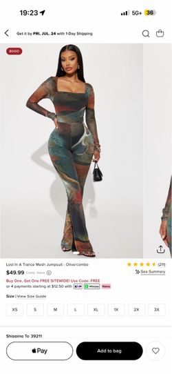 Fashion Nova Mesh Flare Jumpsuit Abstract Print