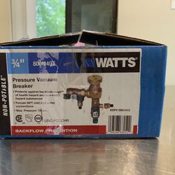 Watts 800M4-QT 3/4” Pressure Vacuum Breaker new In Open box 