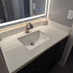 42' Espresso vanity/cabinet painted w/quartz countertop