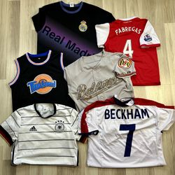 Mixed Soccer Baseball Basketball Jerseys Lot Of 6 Mixed Sizes & Conditions. 