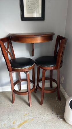 Pub table and two bar chairs