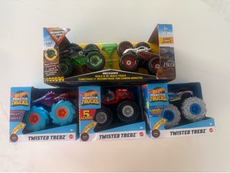 Monster jam trucks and Hot Wheels monster trucks bundle deal lot of 4
