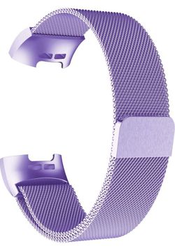 Metal Replacement Bands Compatible for Fitbit Charge 3 and Charge 3 SE Fitness Activity Tracker, Milanese Loop Stainless Steel Bracelet Strap with Un
