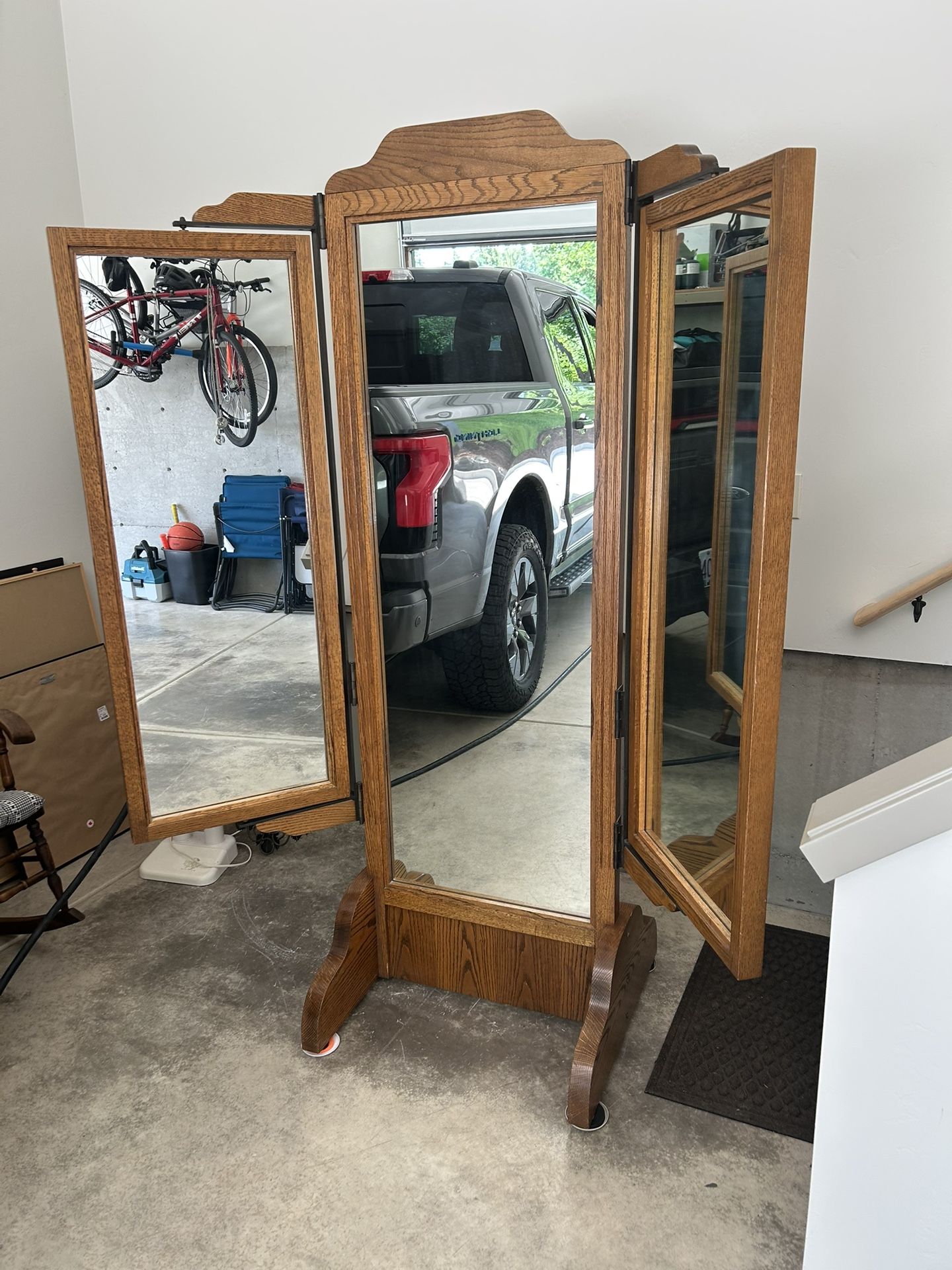Vintage Oak Full Length Mirror