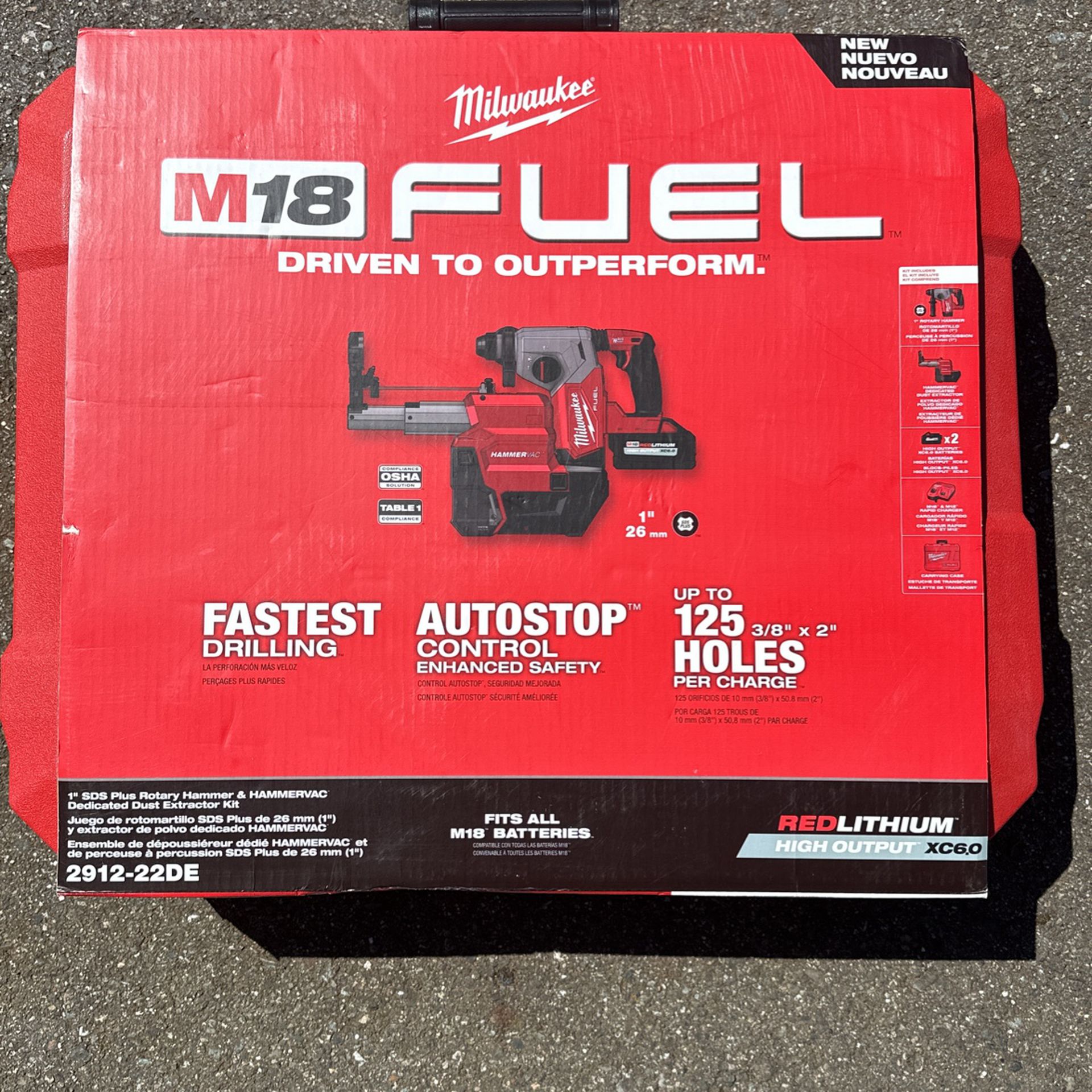 Milwaukee Fuel 1” SDS Plus Rotary Hammer Hammervac Kit 