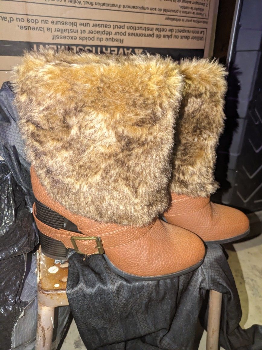 Leila Stone Faux Fur Boots