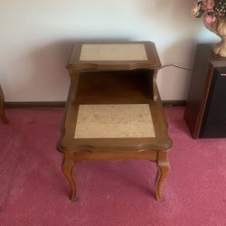 Beautiful end tables, three-piece, real marble, real wood