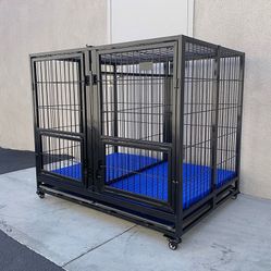 $280 (New in Box) X-Large 49” heavy duty folding dog cage 49x38x43” double-door kennel w/ divider