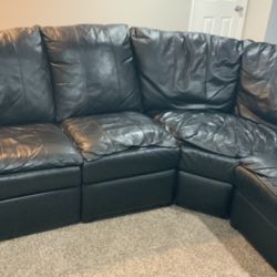 Black Leather Sectional - FREE