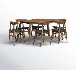 Dining Table Walnut Wood 6 Seats