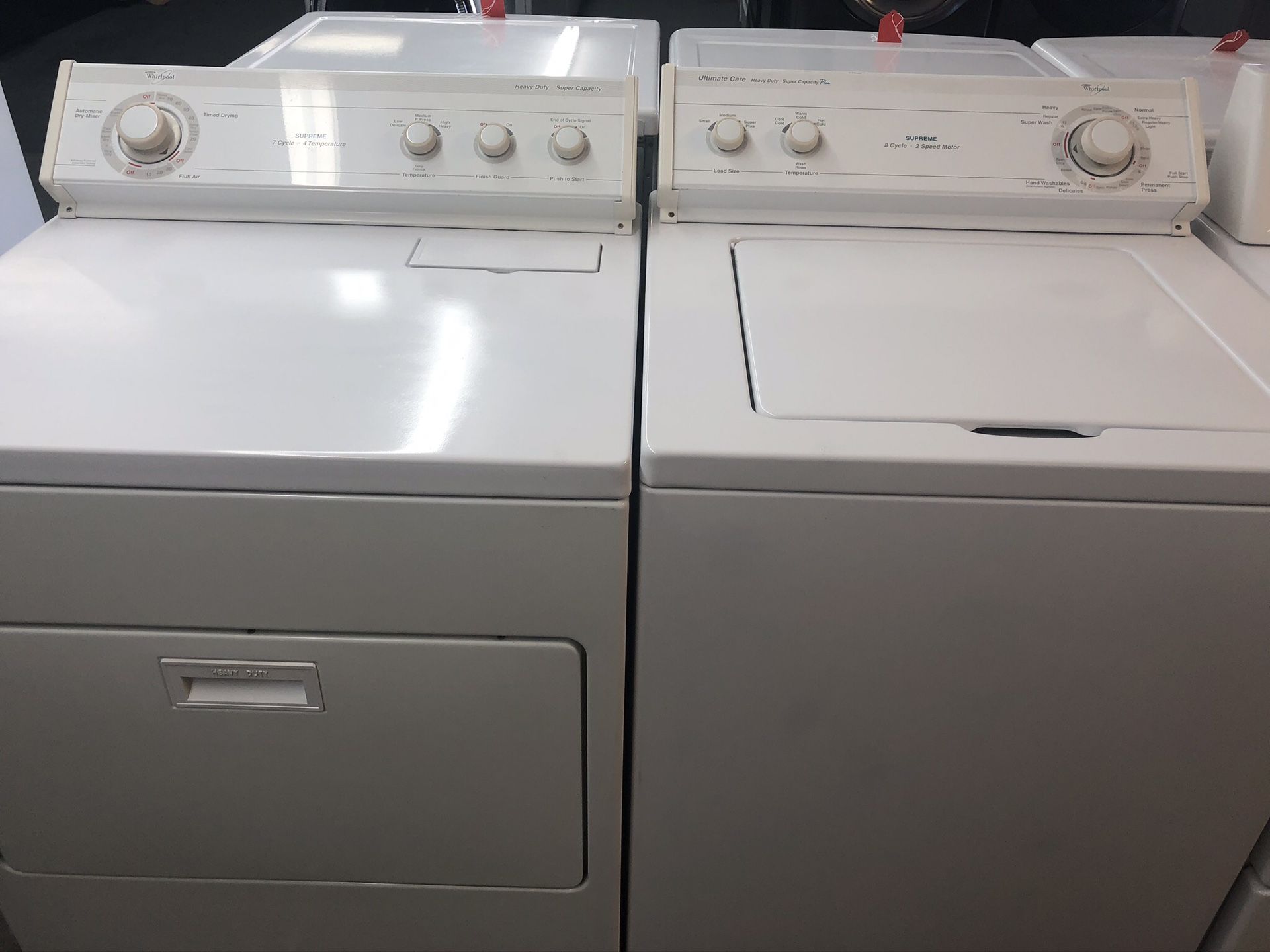 Used whirlpool washer and dryer set. 1 year warranty