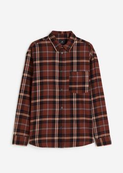 H&M Men's Plaid Flannel Button-Up Shirt