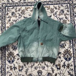 Vintage Carhartt Work Jacket Hoodie Size Xl Green 