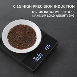 Coffee Scale Basic 2.0 Electronic Espresso Scale with with Timer,2000 Grams and Water Flow Rate and Timer Function,Flow Rate Display