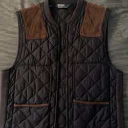 Vintage Polo Ralph Lauren Quilted Leather Trim Hunting Vest