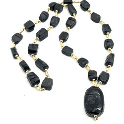 Egyptian Revival Scarab Necklace 