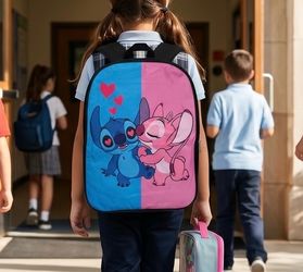 NEW Disney Lilo And Stitch Pink And Blue School Backpack