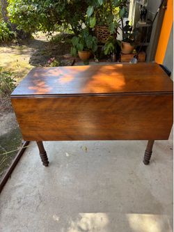 Antique Solid Wood Drop Leaf Farm House Table
