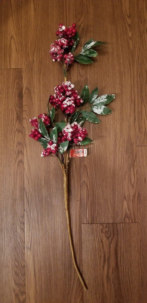 Ashland Flocked Dark Red Foam Cranberry Stem/Unused 