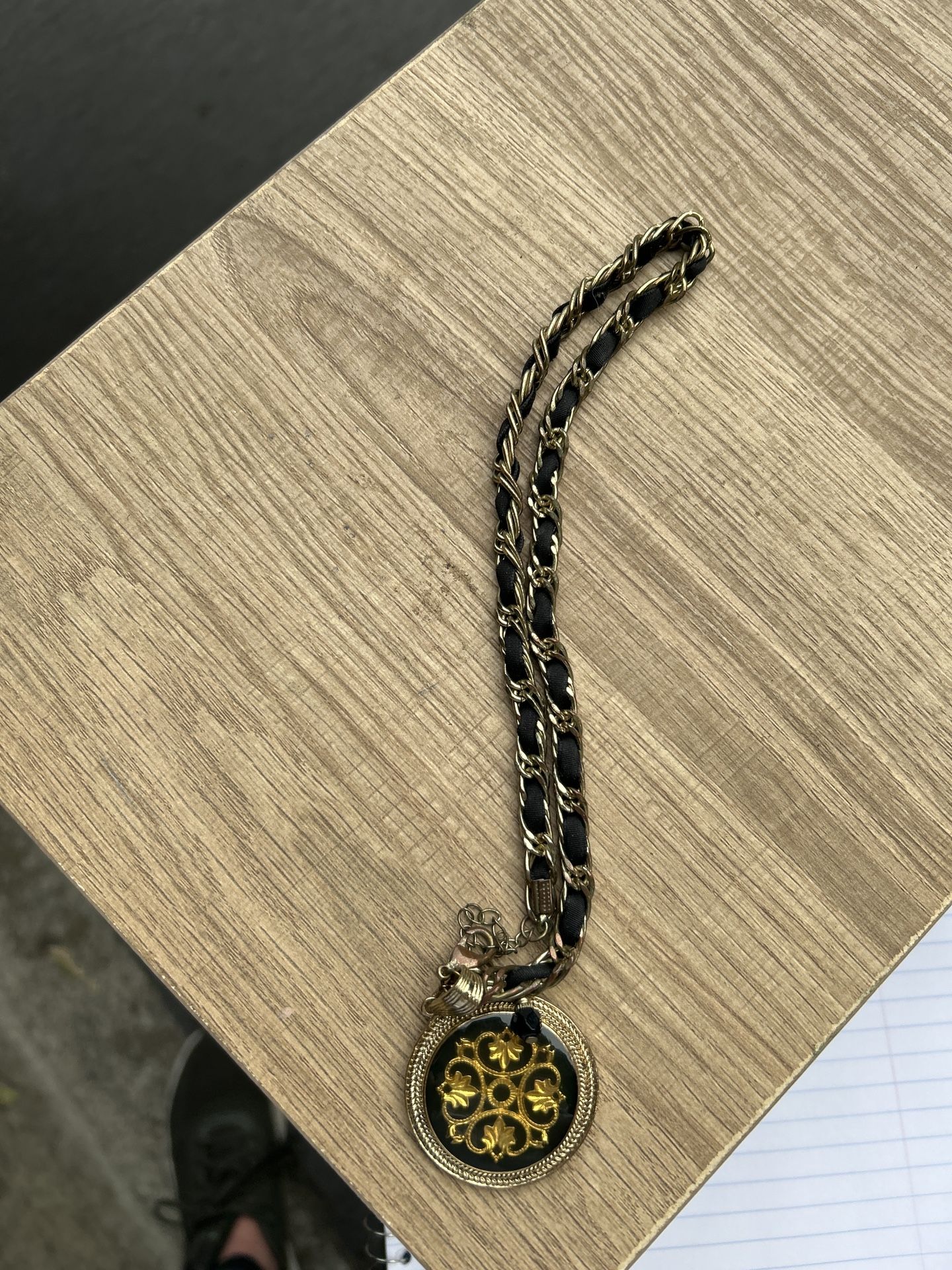 Gold And Black Pendant Necklace