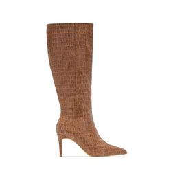 Miss Lola CHRISSY MID HEEL BOOTS TAN