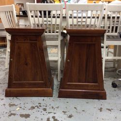 Pair Of Pine Trapezoid Pyramid End Tables By Pier One For Sale 
