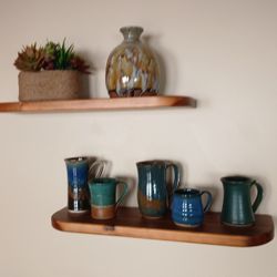 24" W x 7" D ~ Rustic Brown Wood Decorative Wall Shelf (Set of 2)