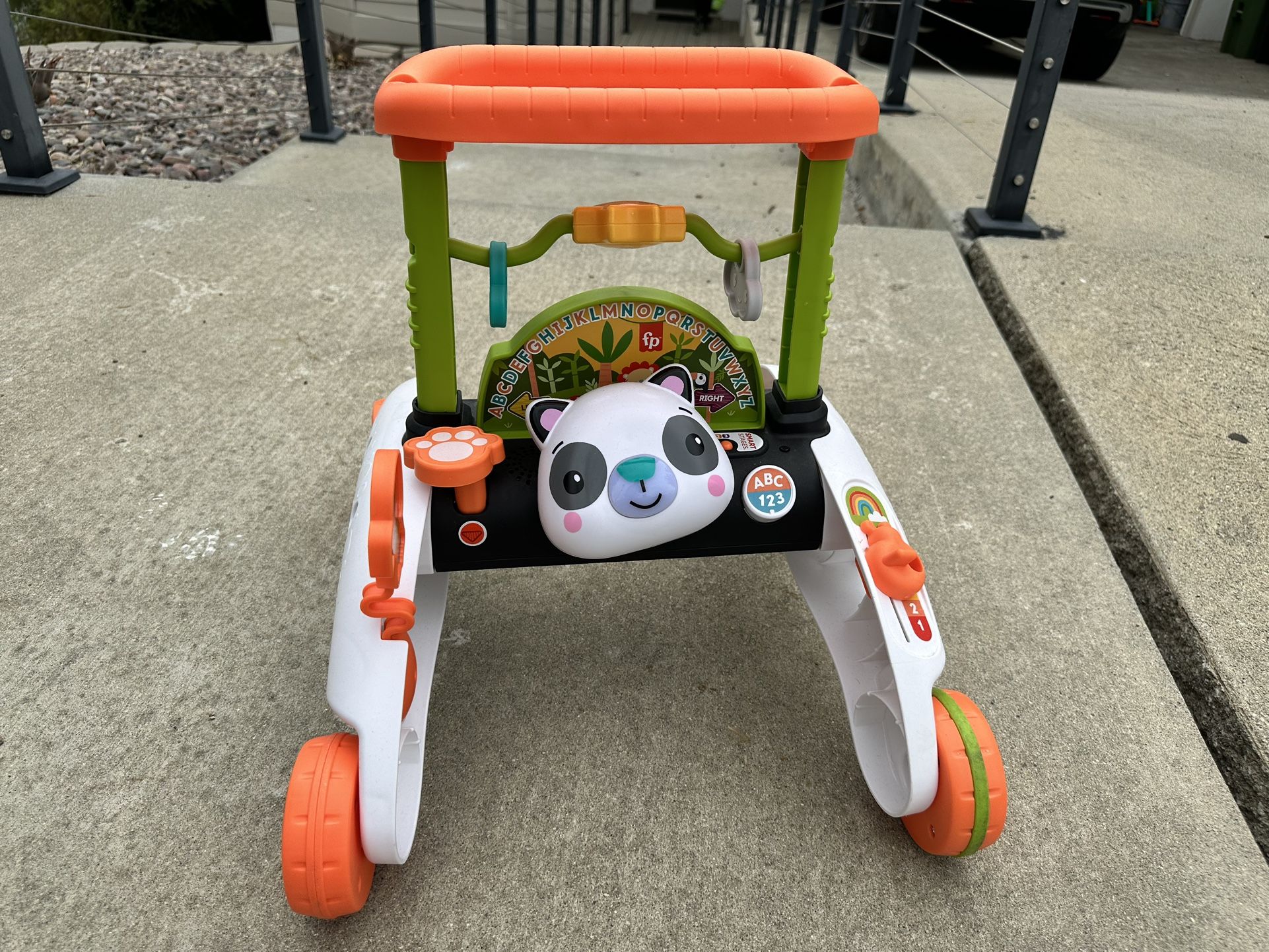 Fisher-Price Baby & Toddler Toy 2-Sided Steady Speed Panda Walker with Smart Stages Learning & Blocks for Ages 6+ Months