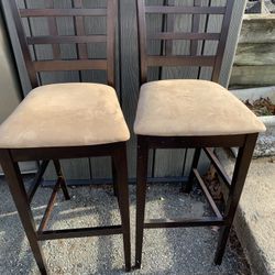Two Bar Height Wooden stools. $25