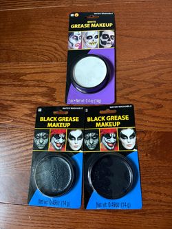 CostumesUSA Water Washable Grease Makeup Black & White 14g 3-Pack