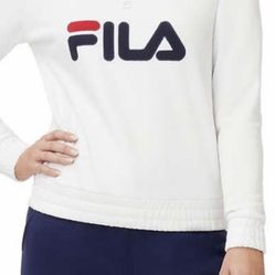 FILA LOGO WHITE 1/4 ZIP PULLOVER SWEAT SHIRT NEW